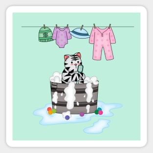 Cute Cat Taking Shower Sticker